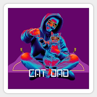 Cat and Cat Dad on a Flying Carpet Sticker